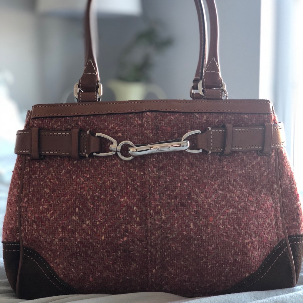 Coach purse. Wool tweed, suede and leather accents